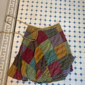 Colorful Patchwork Wrap Skirt